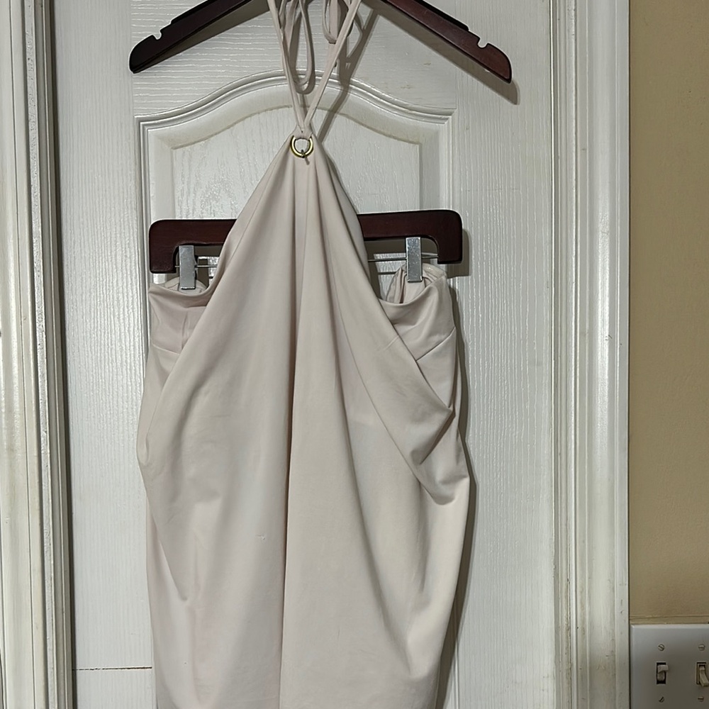 Elegant Cream Halter Shirt